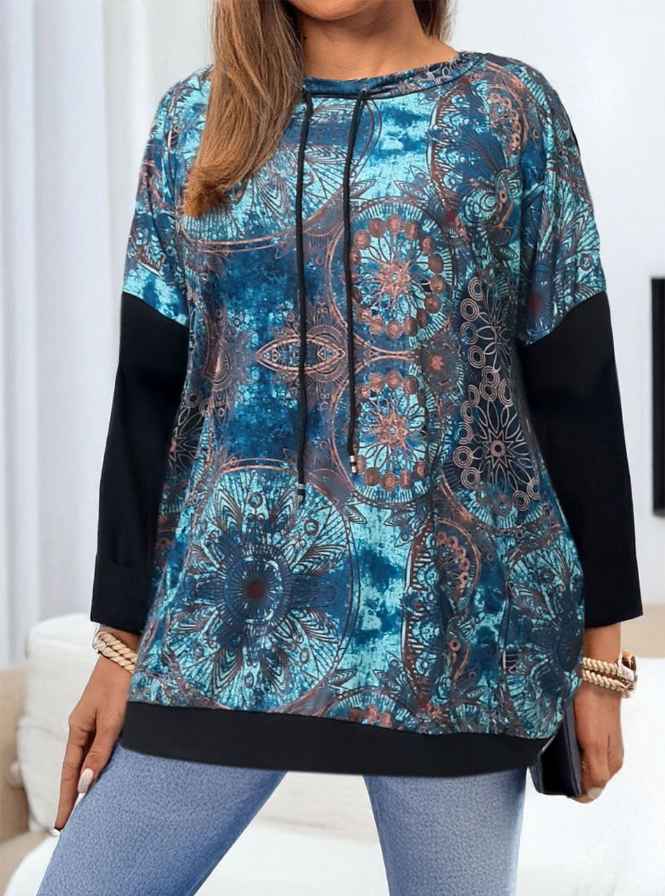 Nyaknál húzható, mintás zsebes felső X.