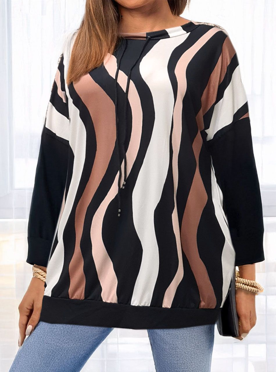 Nyaknál húzható, mintás zsebes felső XIII.