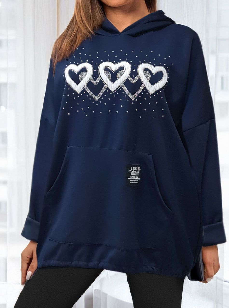 Kenguru zsebes, kapucnis felső (sötétkék)