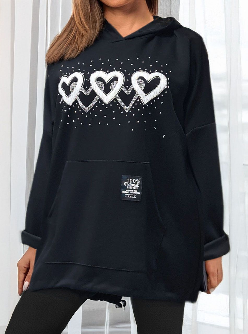 Kenguru zsebes, kapucnis felső (fekete)