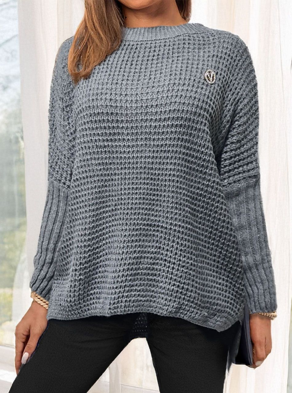 Hátul hosszított kötött felső (szürke)