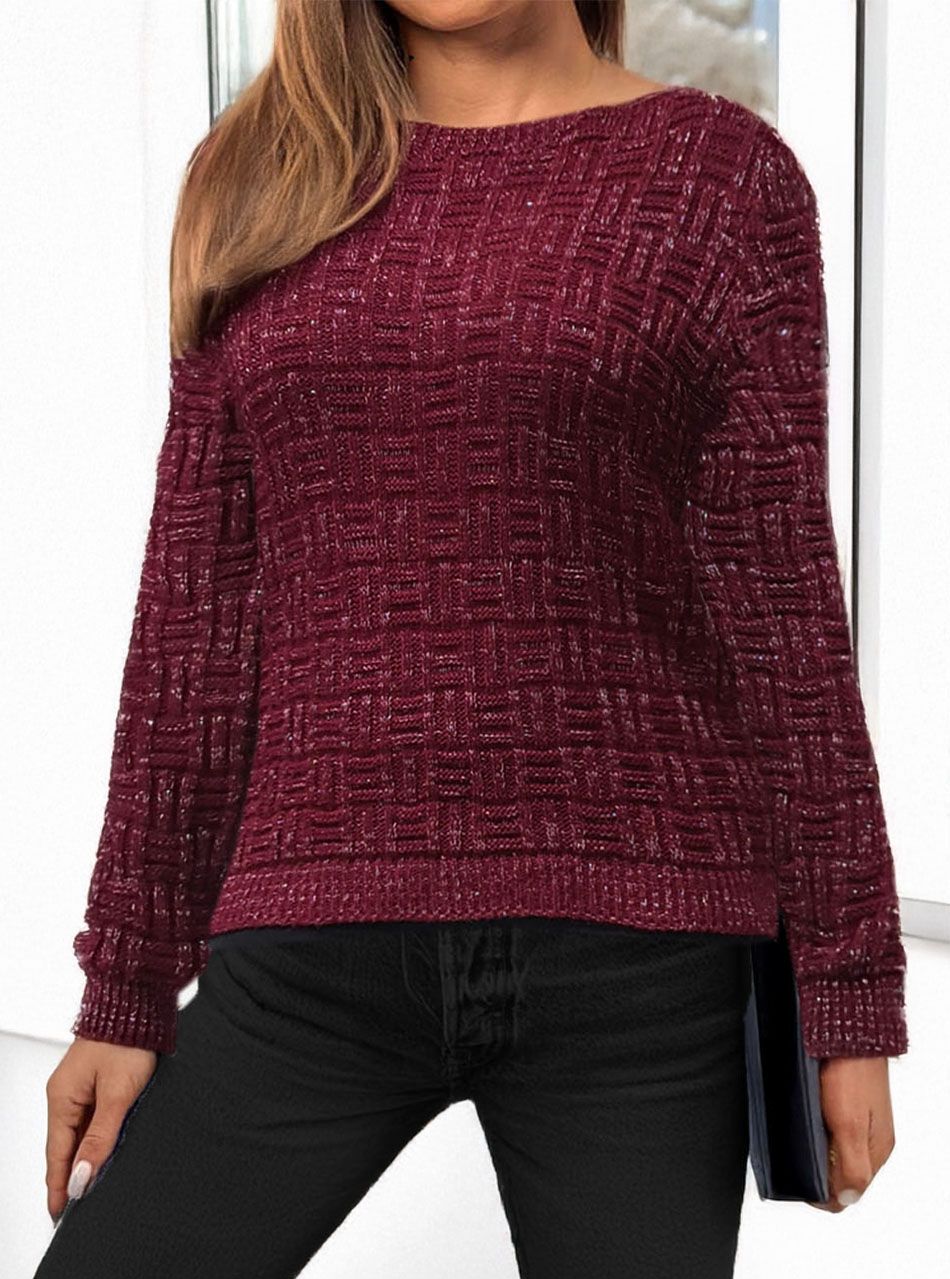 Csillámos, kötött felső (bordó)