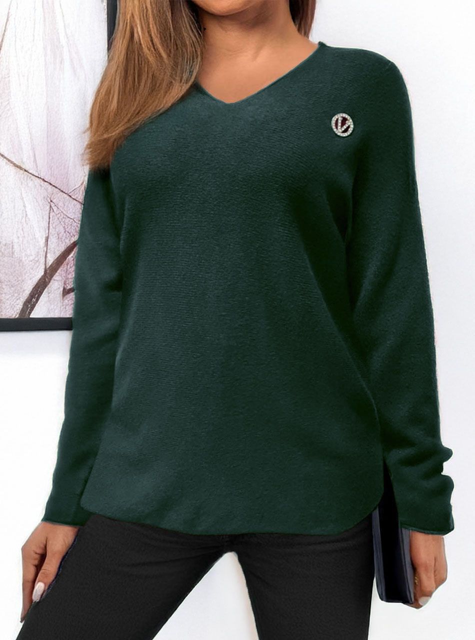 Riley, V nyakú puha felső (sötétzöld)