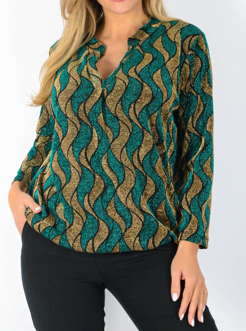 YesStory V nyakú, gumis aljú csillámos felső III.