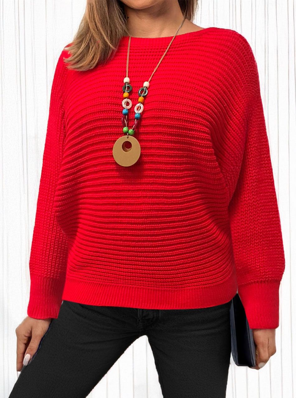 Kötött, denevér felső nyaklánccal (piros)