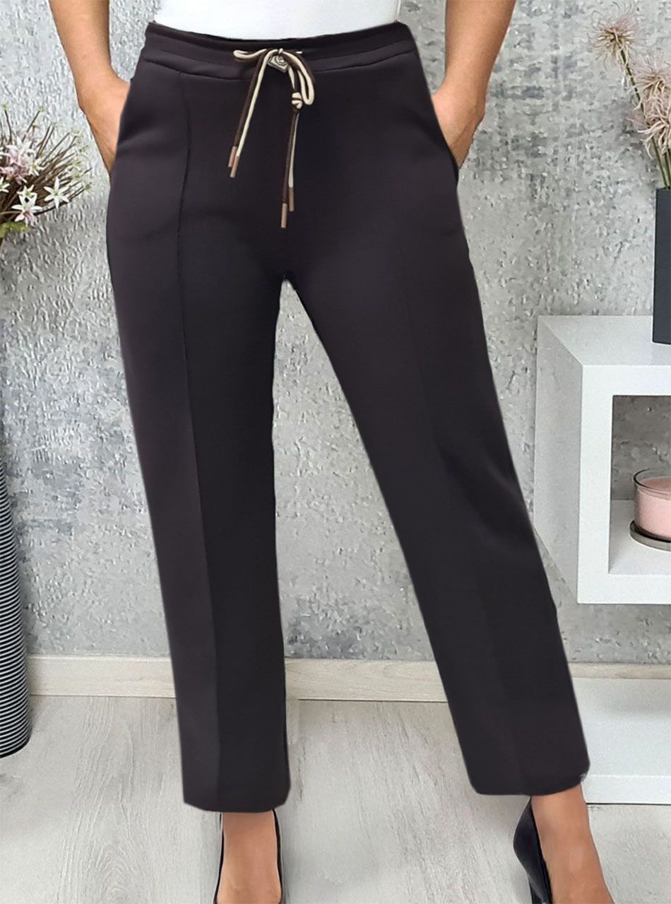 Ingrid, derekán kötős zsebes nadrág (csokibarna)