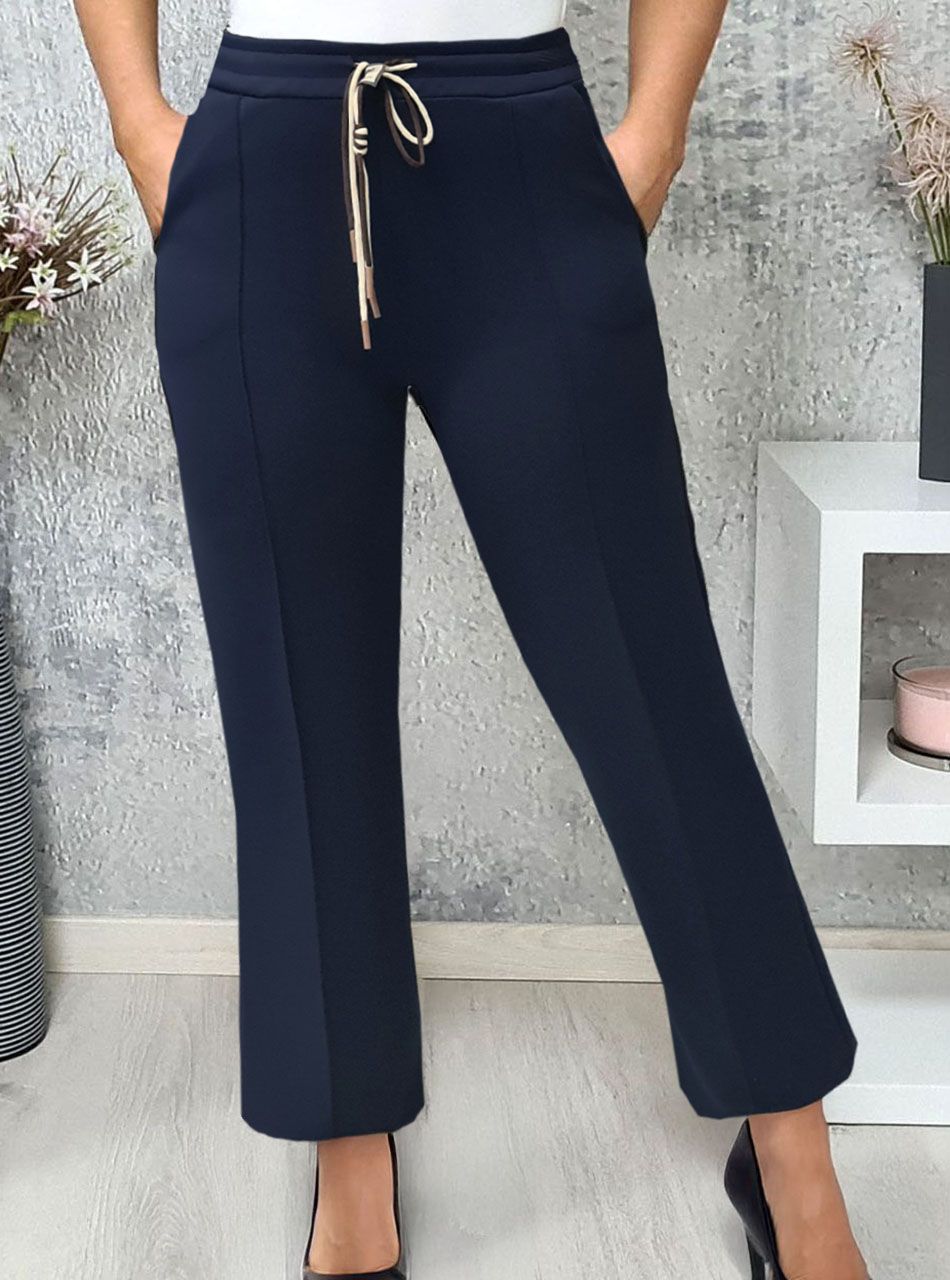 Ingrid, derekán kötős zsebes nadrág (sötétkék)