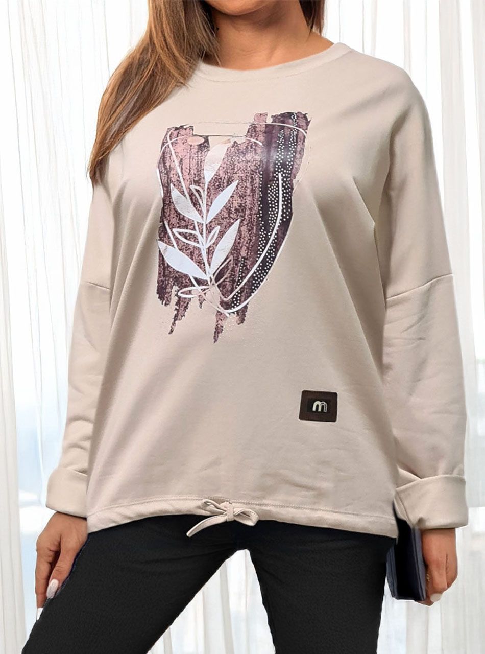 Alján húzható, mintás felső (bézs)