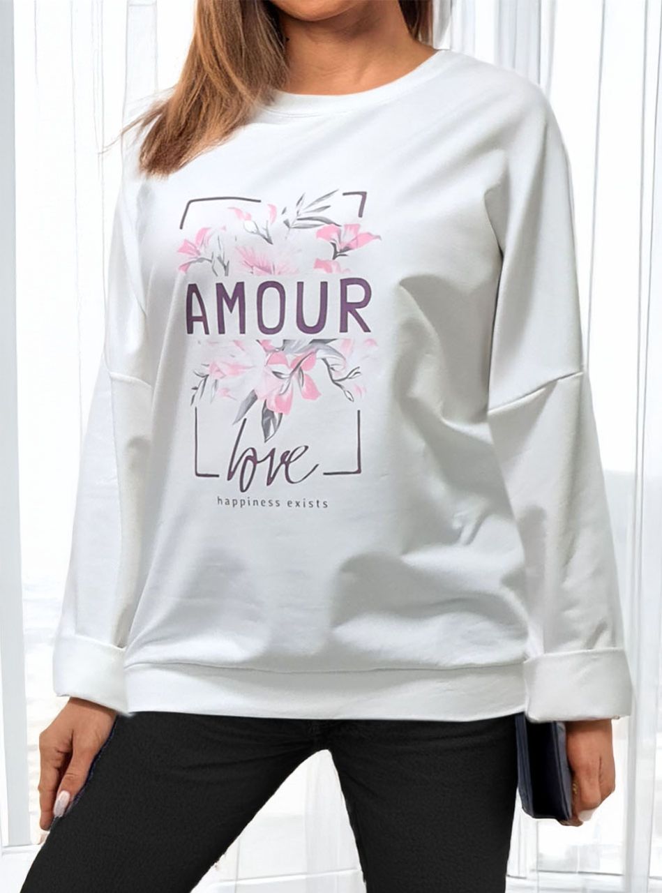 Mintás-feliratos felső (fehér)