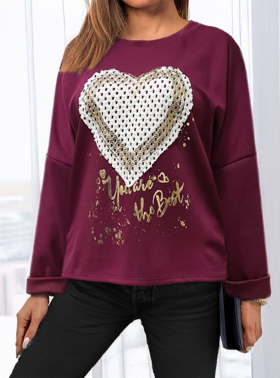 Mintás, feliratos laza felső (bordó)  