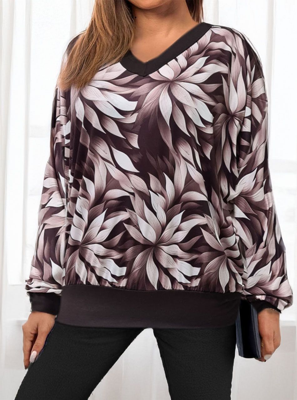 V nyakú, mintás felső I.