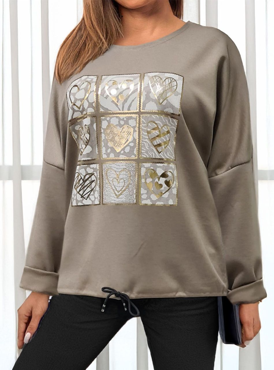 Alján húzható, mintás felső (tejeskávé) 