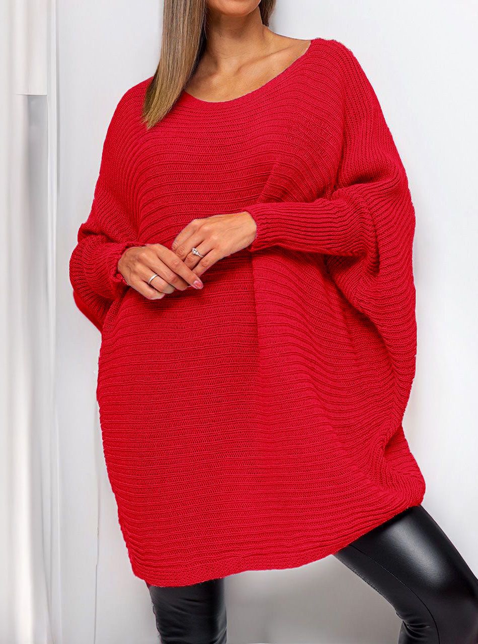 Bonnie kötött laza denevér felső (piros)