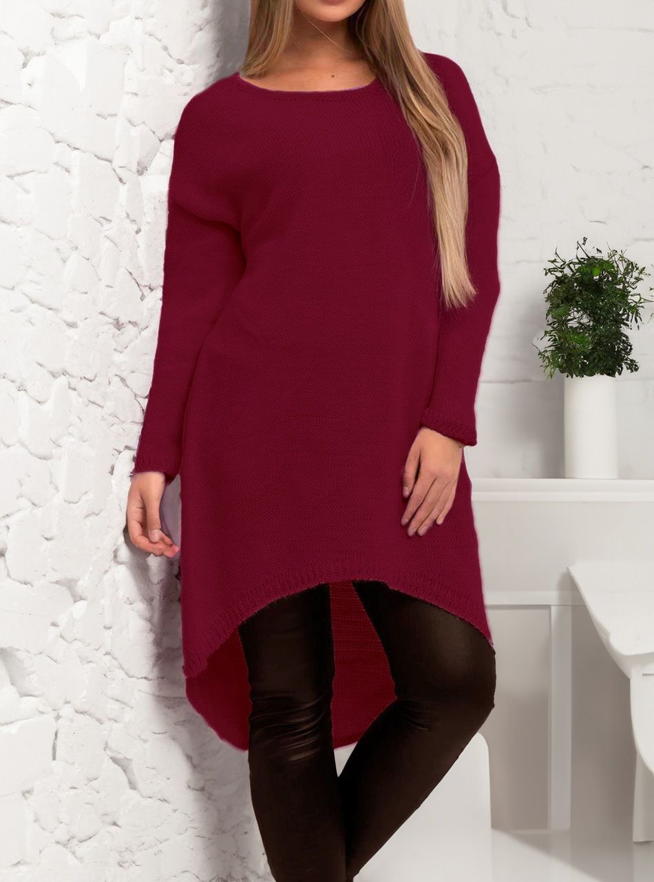 Babett hátul hosszított kötött felső (bordó)