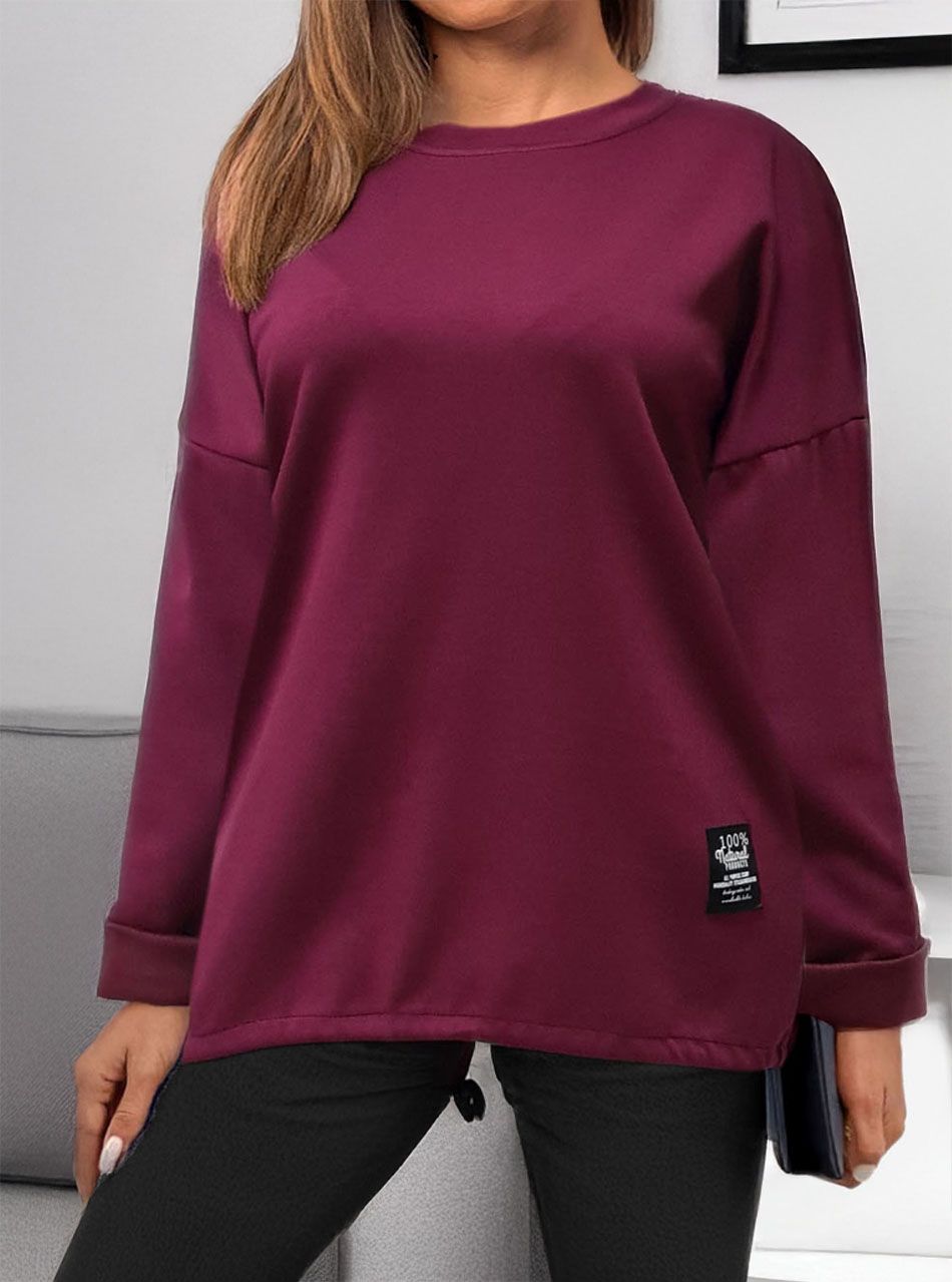 Zsebes, egyszínű hosszított felső (bordó)