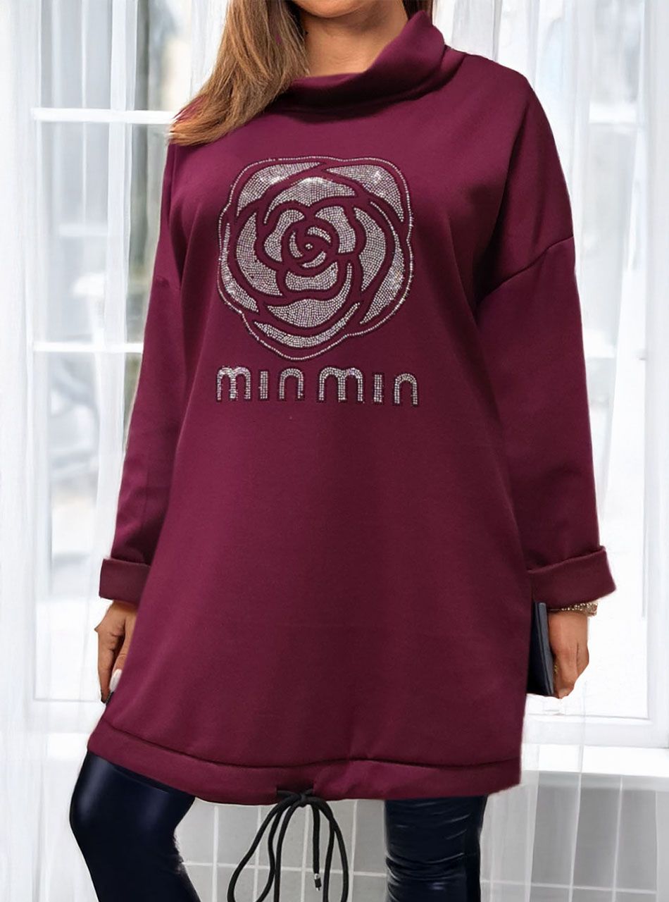 Alján húzható, strasszdíszes tunika (bordó)