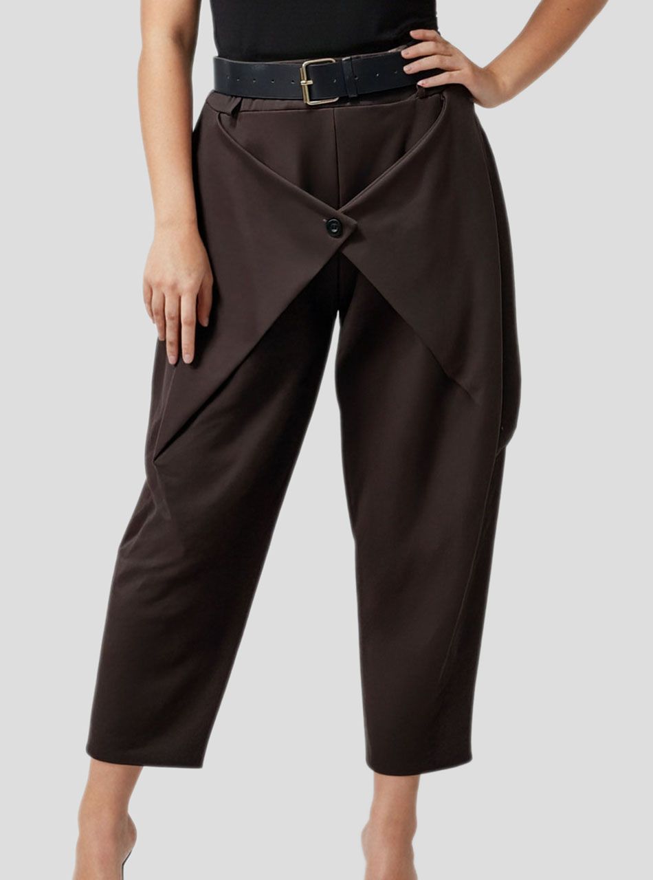 Bethany, átlapolt öves nadrág (csokibarna)