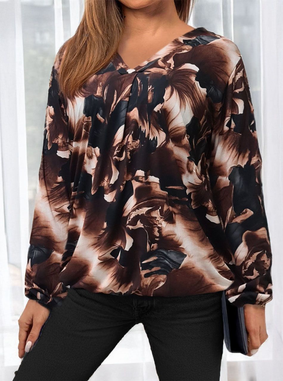 Alján ,ujján gumírozott, V kivágású mintás felső XIV.