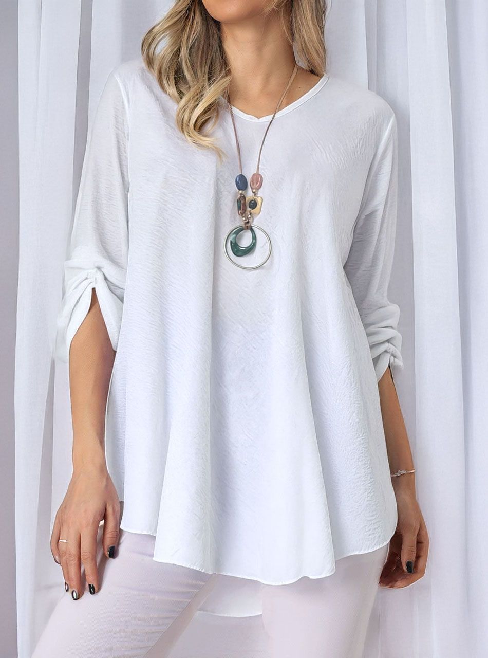 Kerekített aljú, A vonalú felső nyaklánccal (fehér)