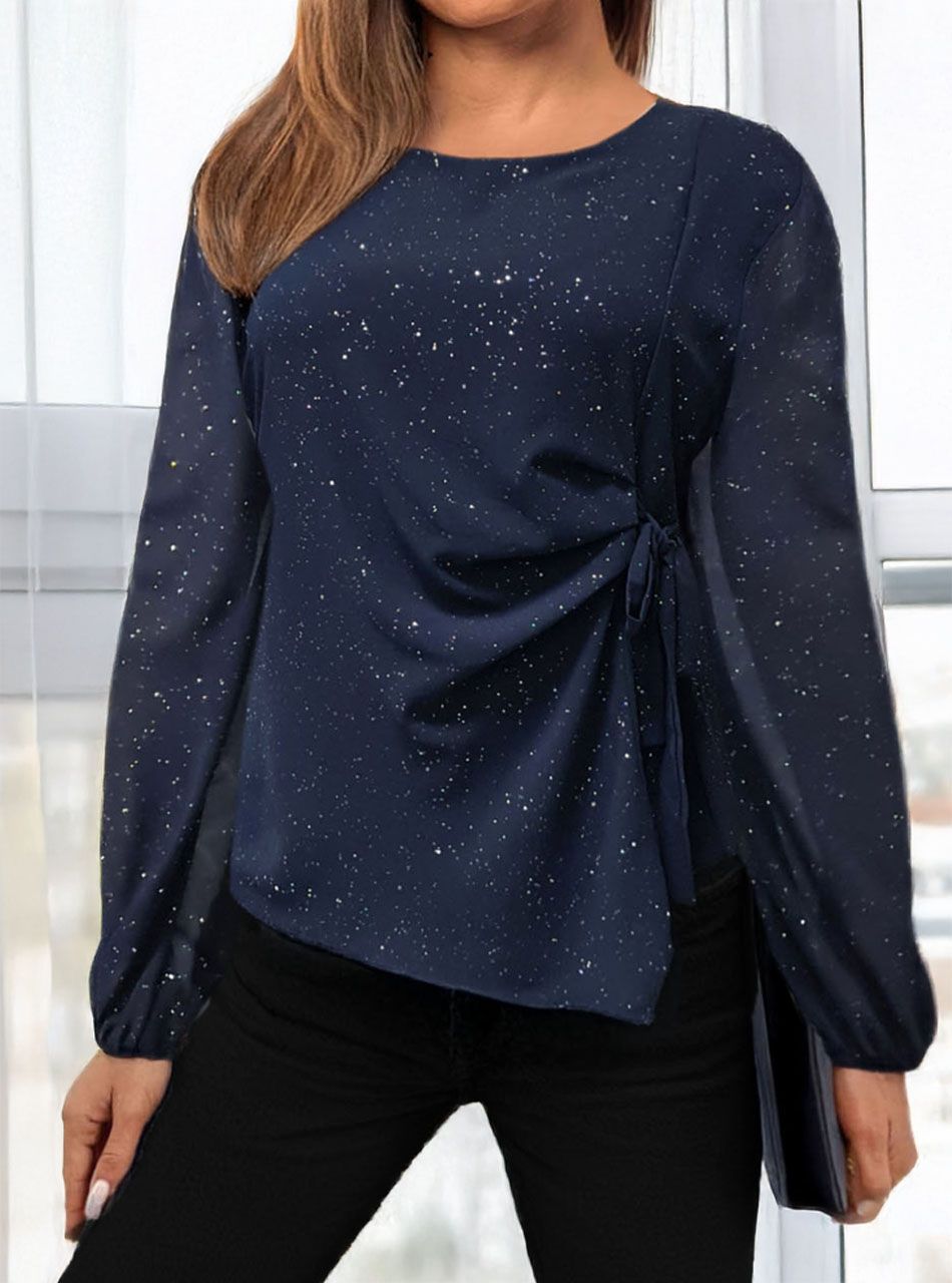 Oldalt kötős csillámos felső (sötétkék)