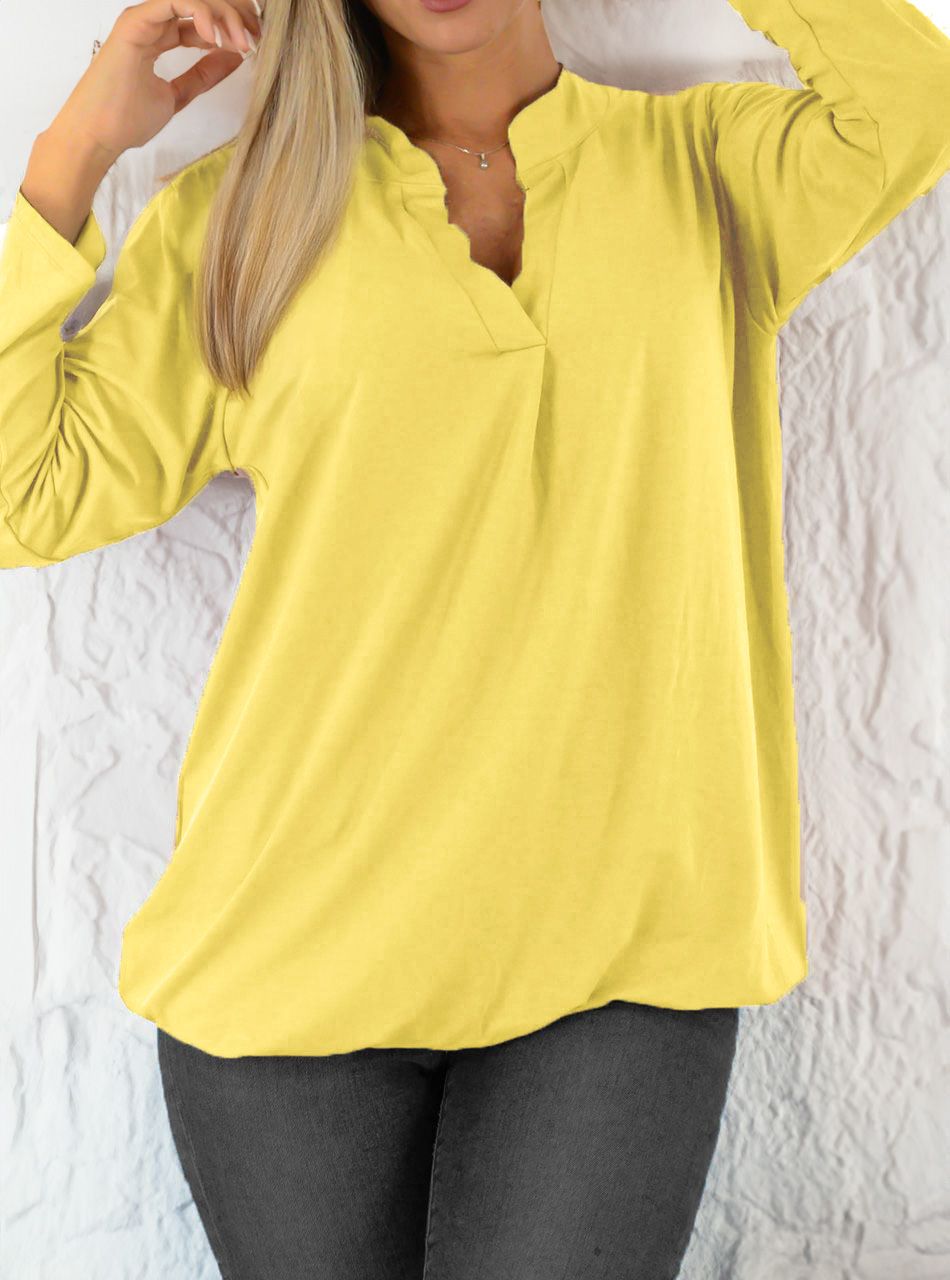 V nyakú, gumis aljú felső (sárga)