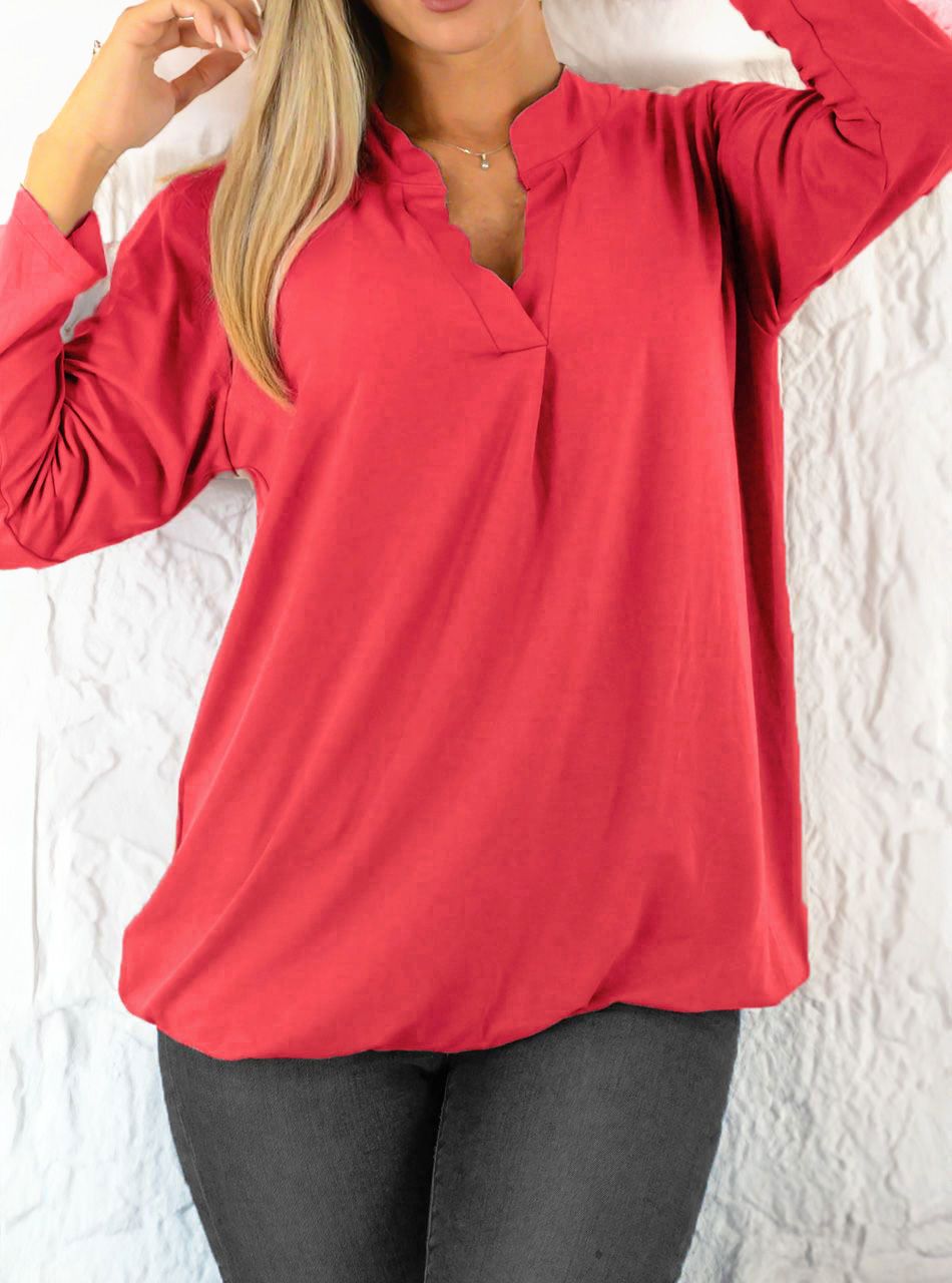 V nyakú, gumis aljú felső (korall II.)