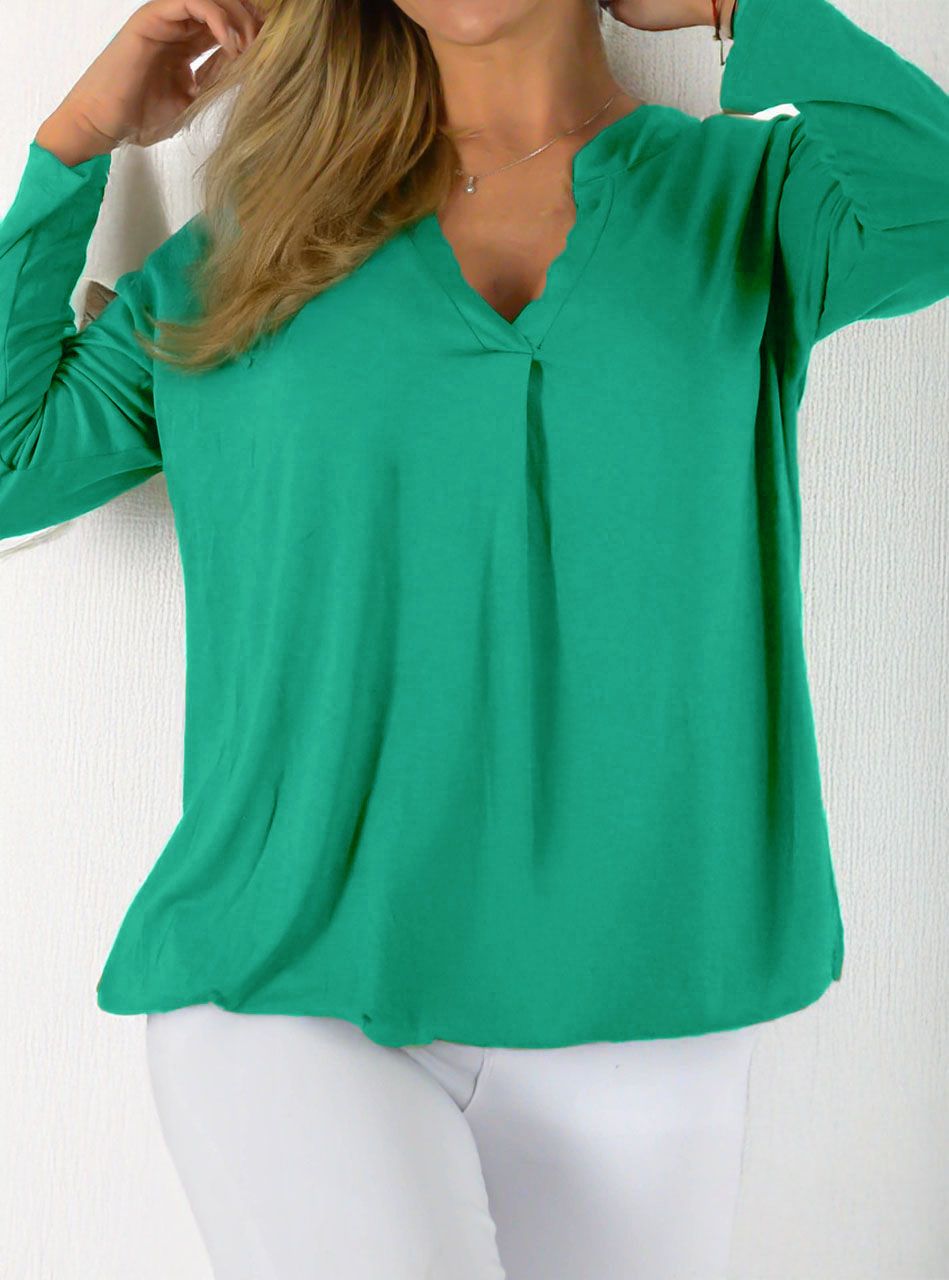 V nyakú, gumis aljú felső (zöld)