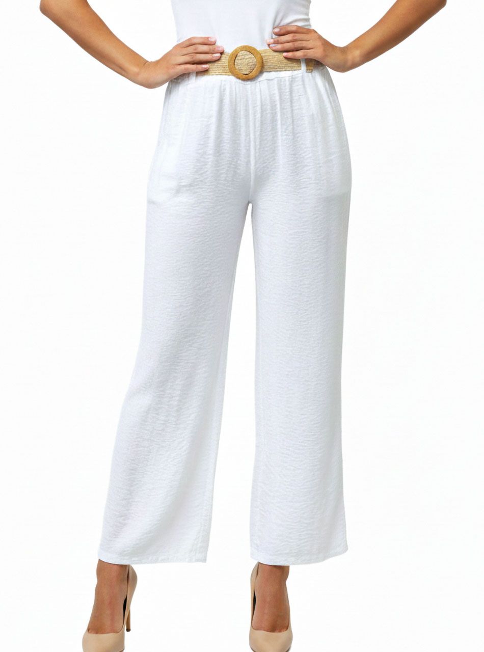 Lenge, zsebes nadrág gumírozott övvel (fehér)