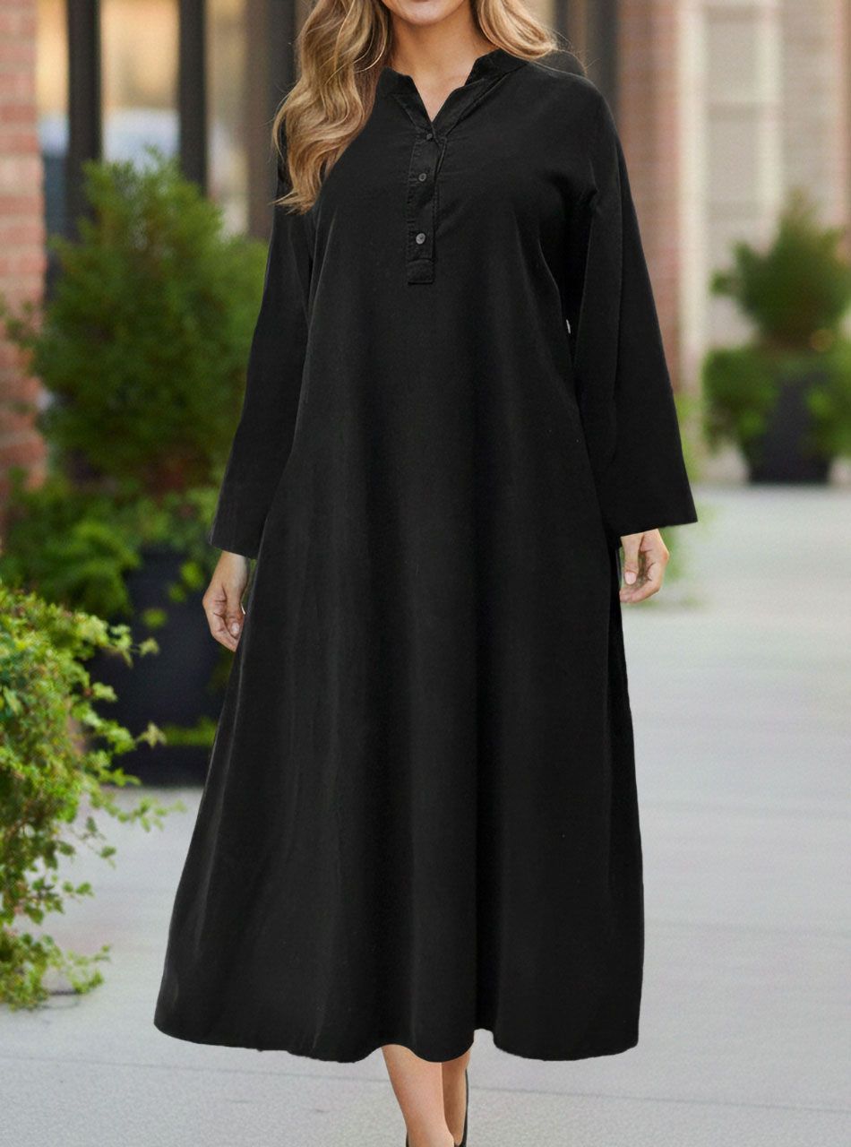 Brianna gombos, zsebes ruha (fekete)