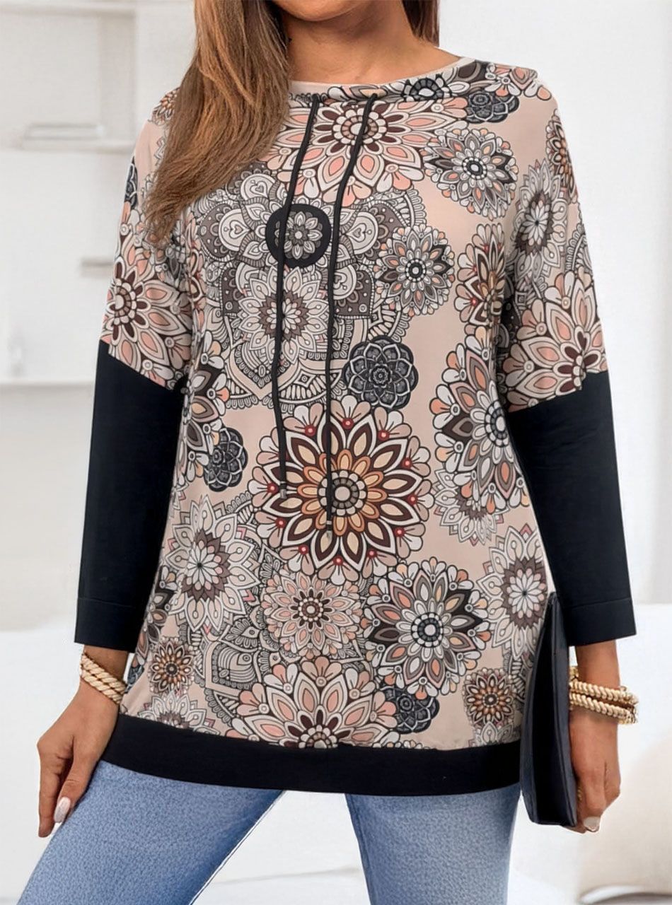 Nyaknál húzható, mintás zsebes felső XVIII.