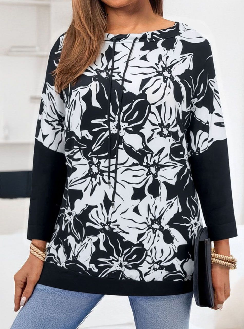 Nyaknál húzható, mintás zsebes felső XX.