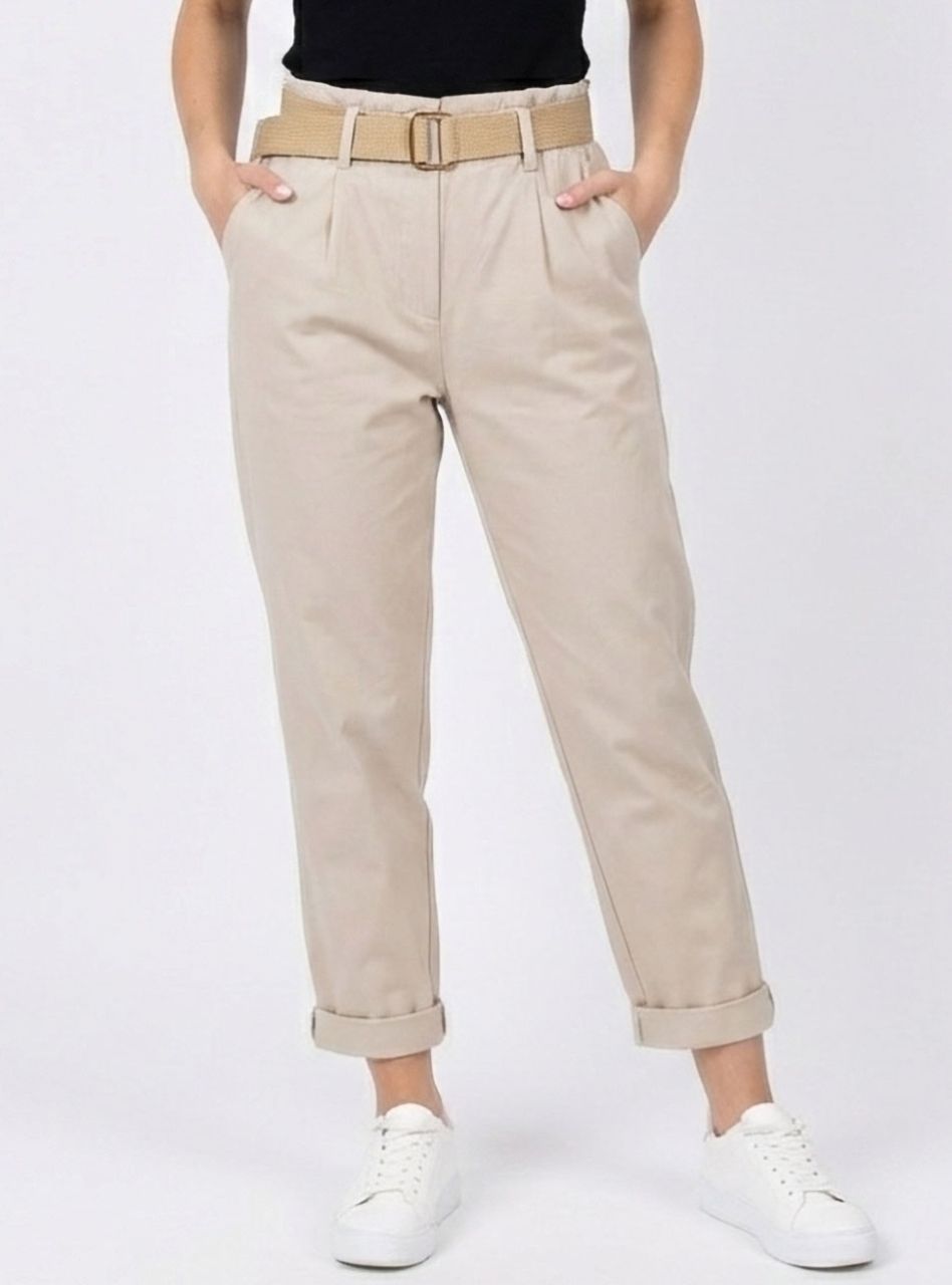 Cindy, gumis derekú zsebes nadrág (bézs)