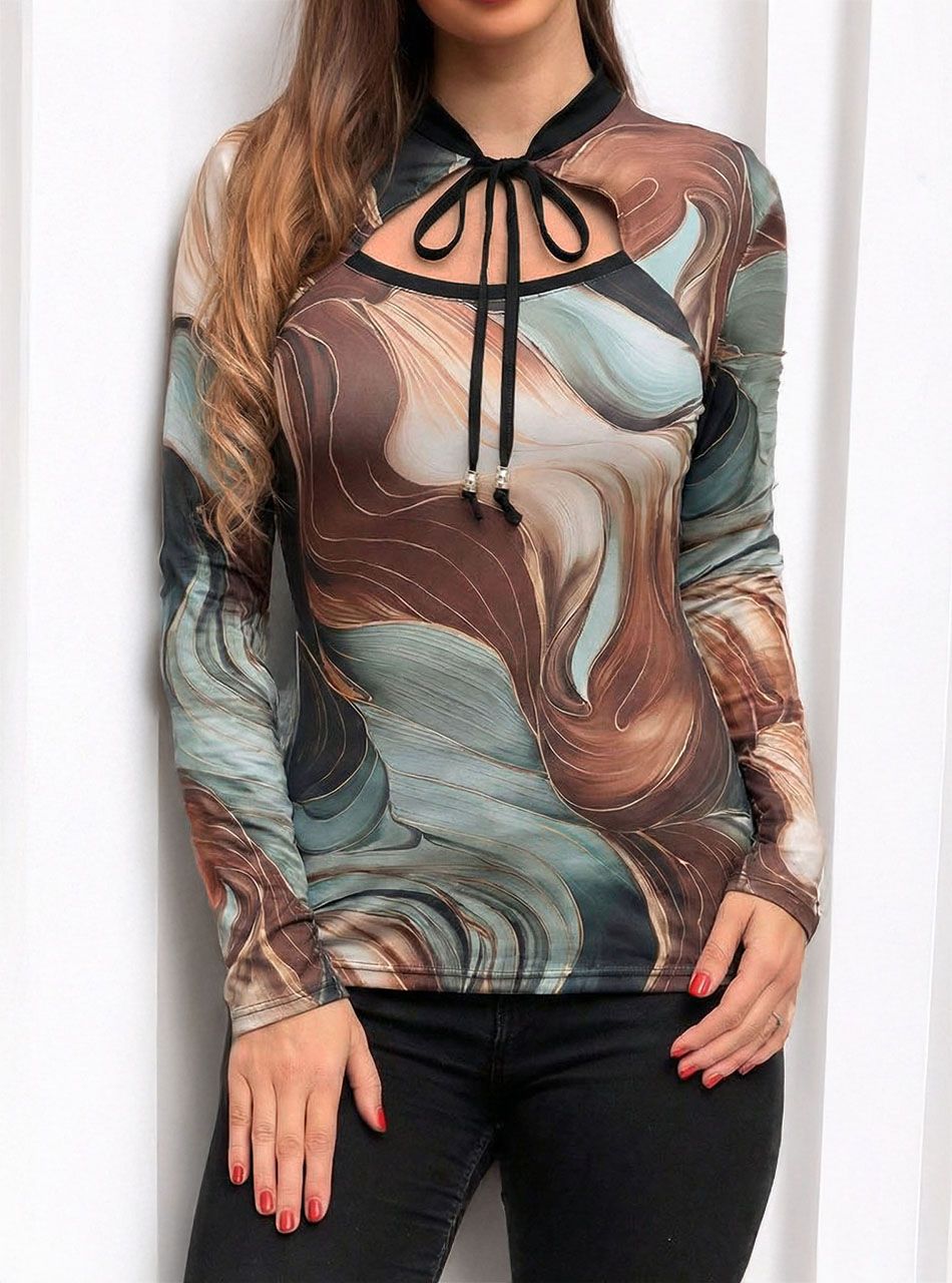 Nyaknál kötős, mintás felső II.