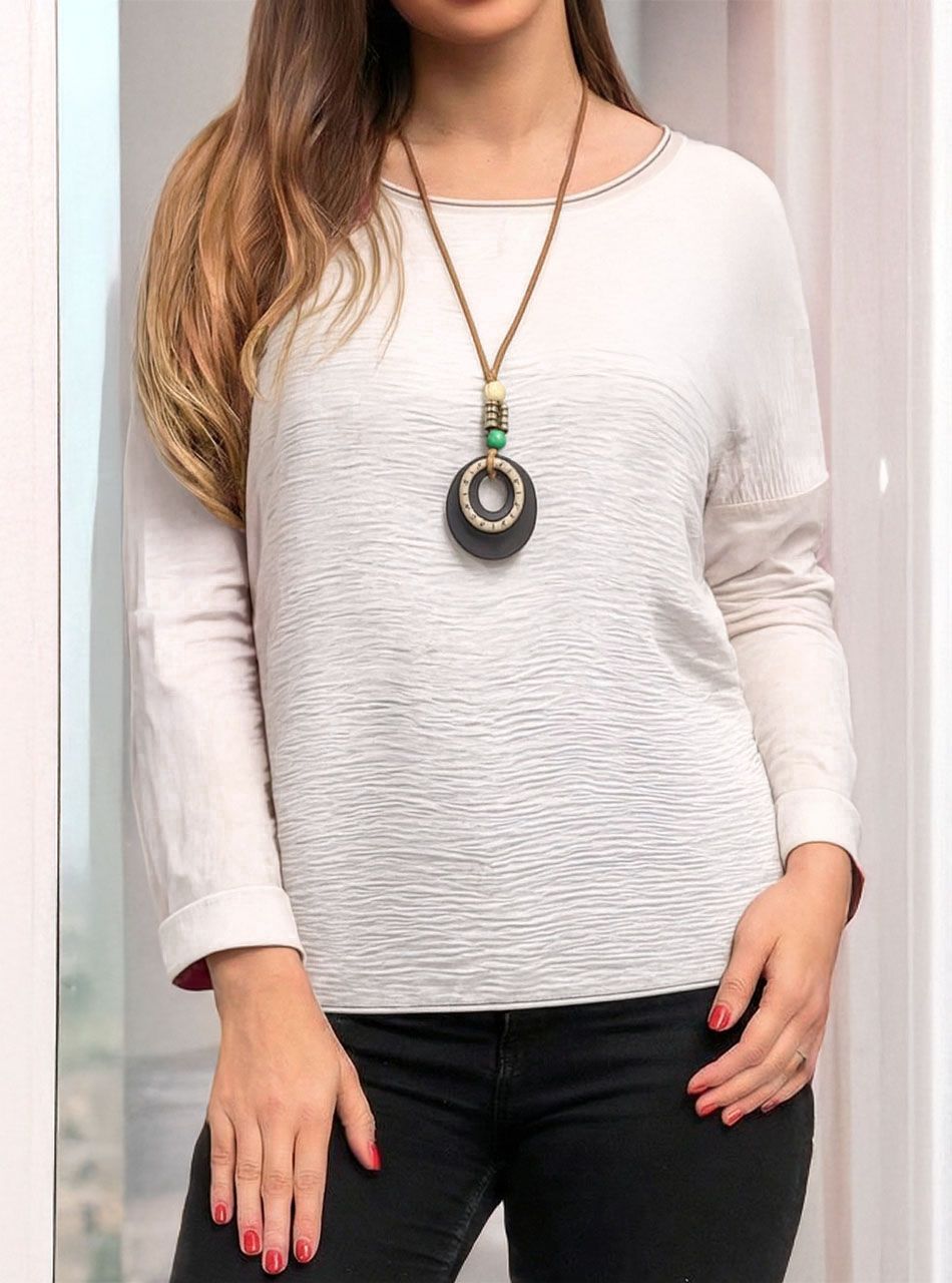 Sandra, egyszínű felső nyaklánccal (bézs)