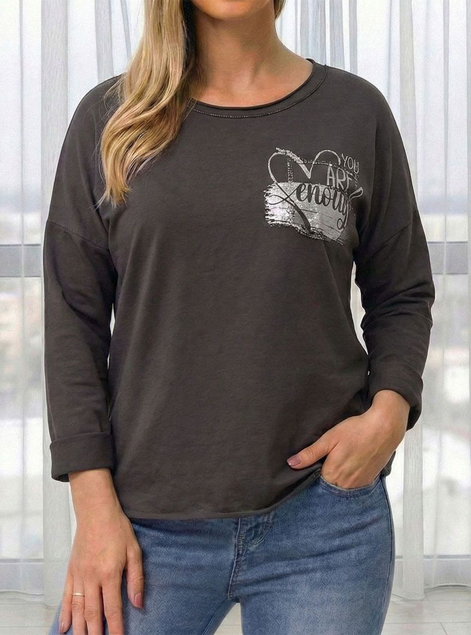 Ezüst feliratos, zsebes felső (csokibarna)