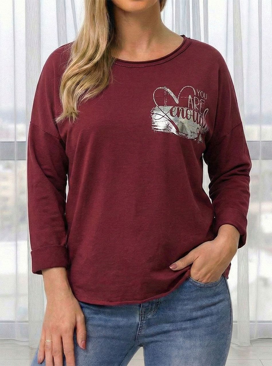 Ezüst feliratos, zsebes felső (bordó)