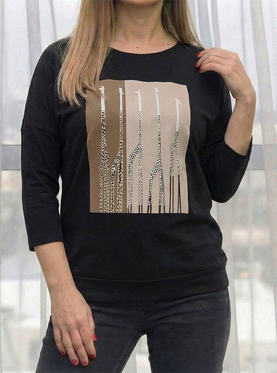 Nyomott mintás felső (fekete)