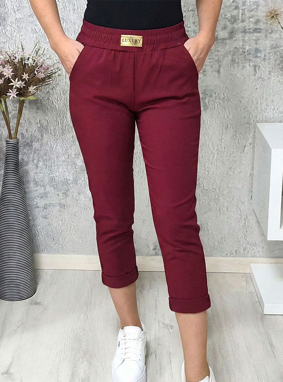 Leah, gumis derekú zsebes nadrág (bordó)