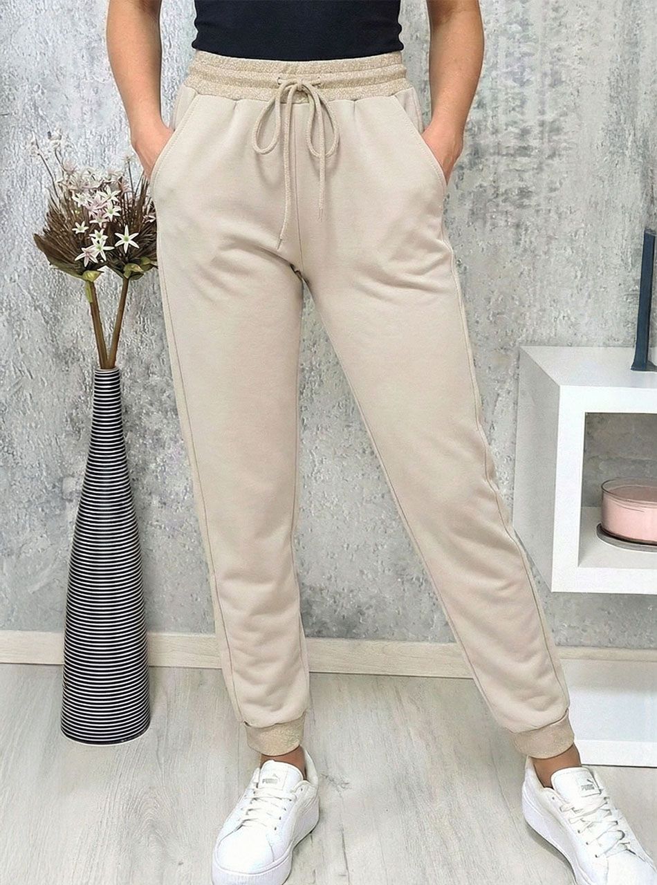 Derekán kötős zsebes nadrág (bézs)