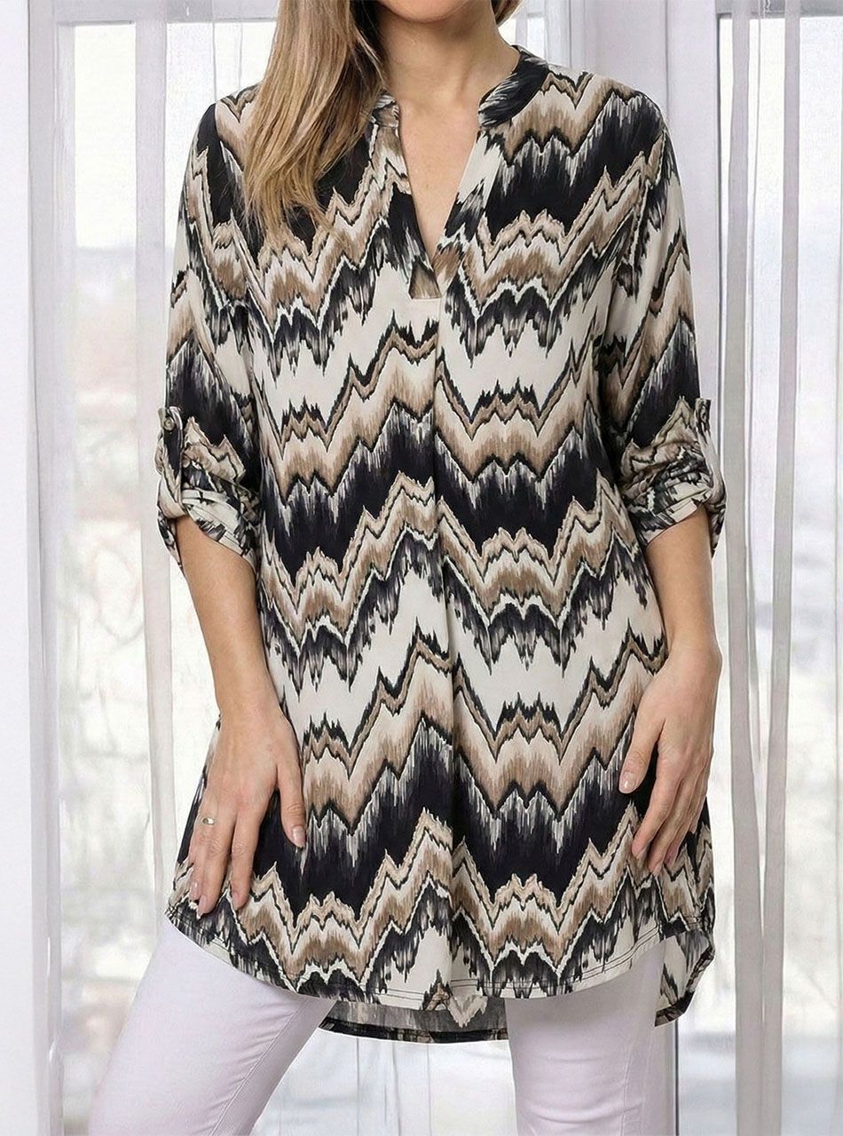 Felgombolható ujjú, mintás tunika IV.