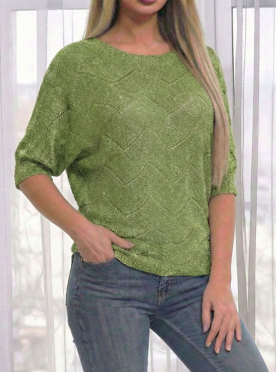 Vékony kötésű, csillámos felső (zöld)