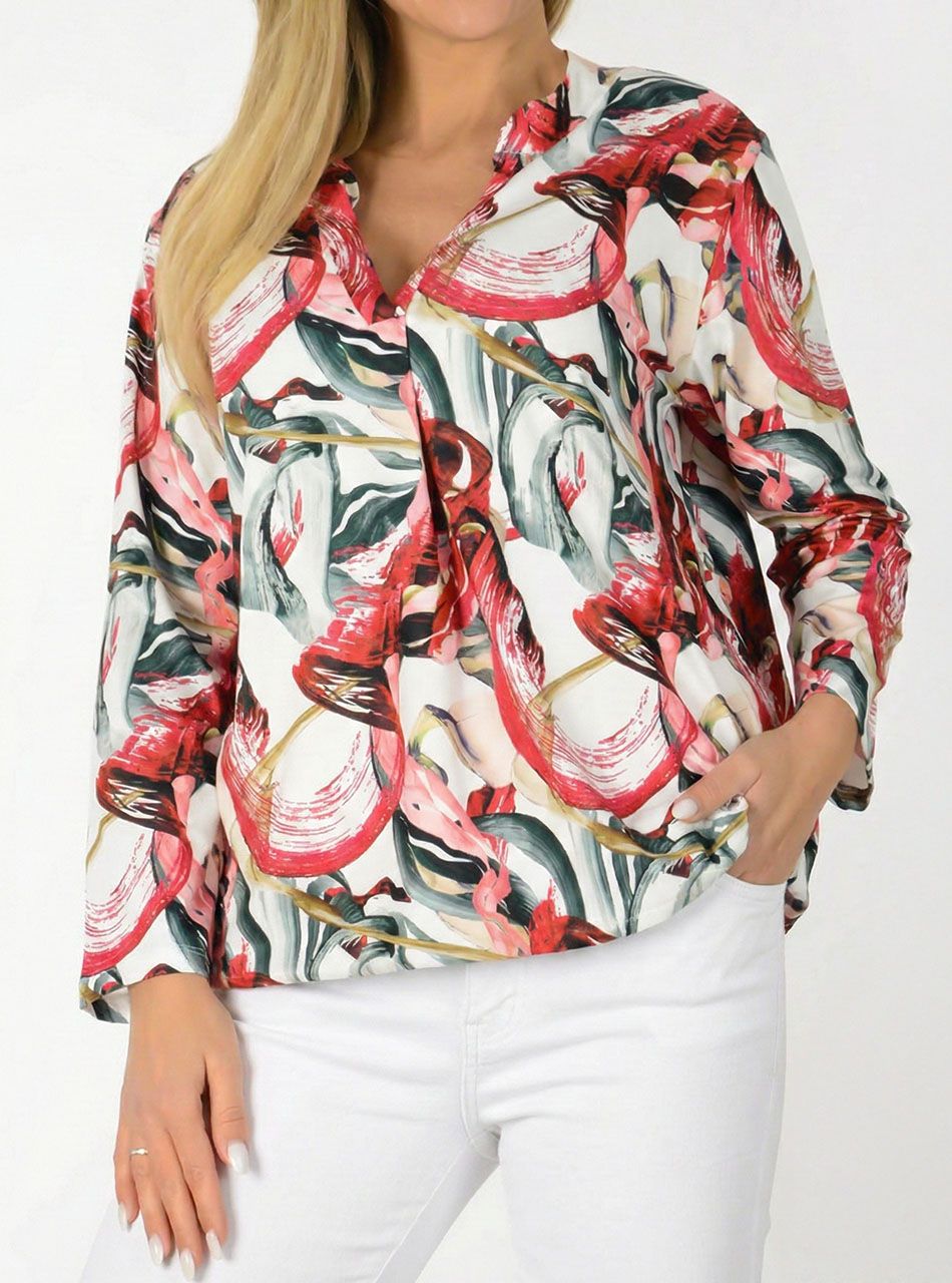 YesStory V nyakú, gumis aljú mintás felső I.