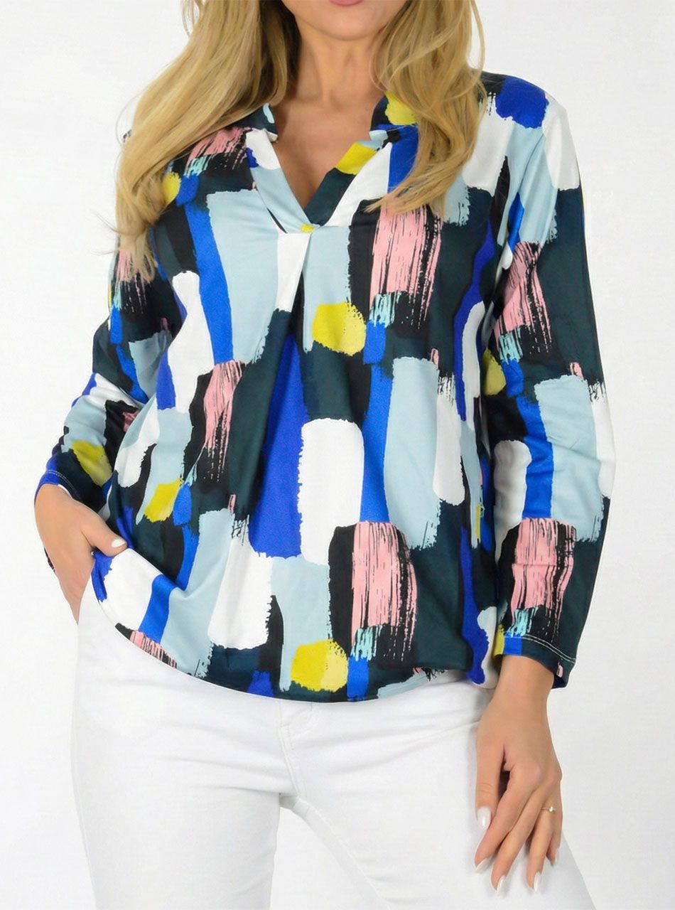 YesStory V nyakú, gumis aljú mintás felső II.