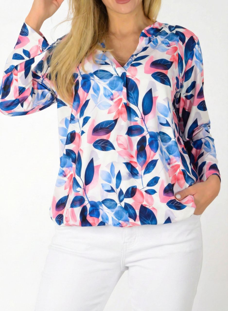 YesStory V nyakú, gumis aljú mintás felső VI.