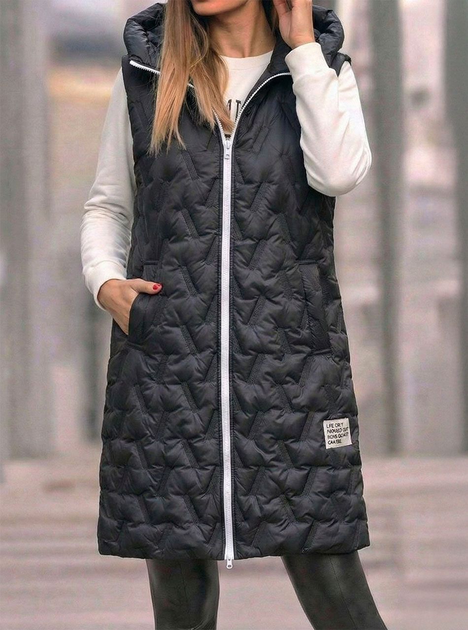 Steppelt, kapucnis  mellény  (fekete)