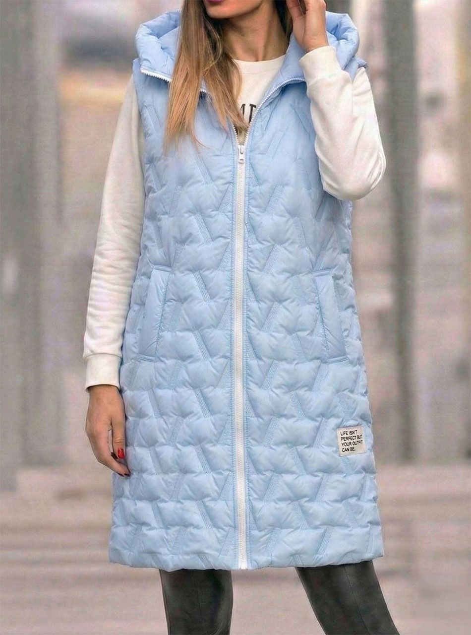 Steppelt, kapucnis  mellény (világoskék)