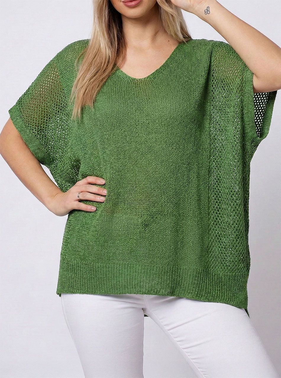 Cérna kötött lenge felső (mohazöld)