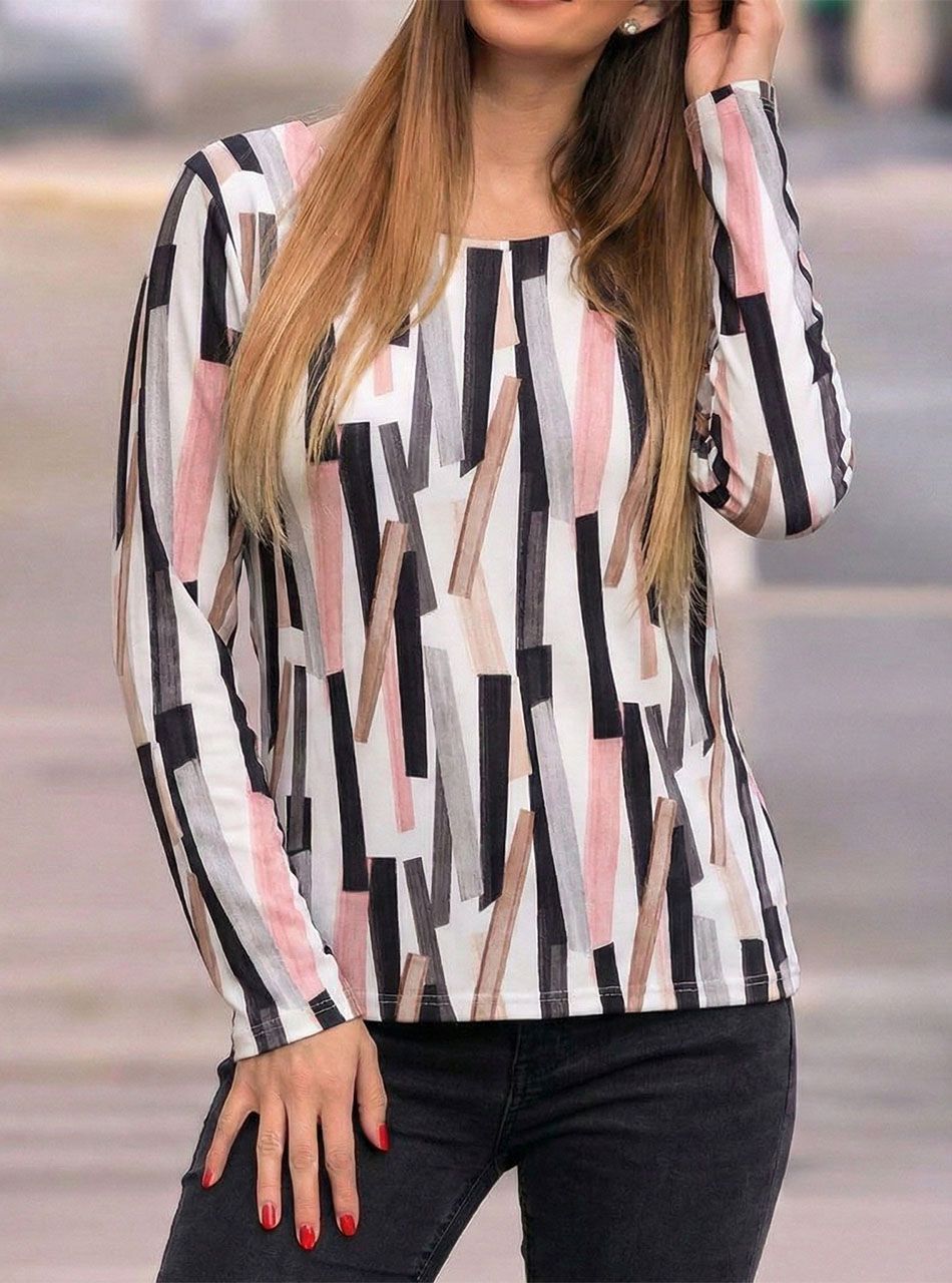 Kerek nyakú, mintás felső I.