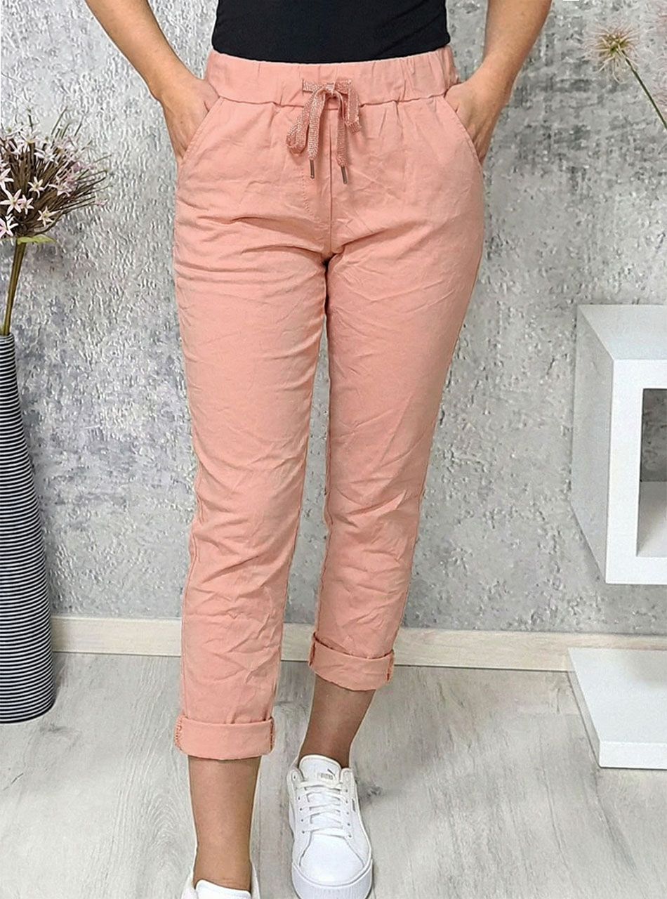 Gyűrt hatású, zsebes nadrág (barack)