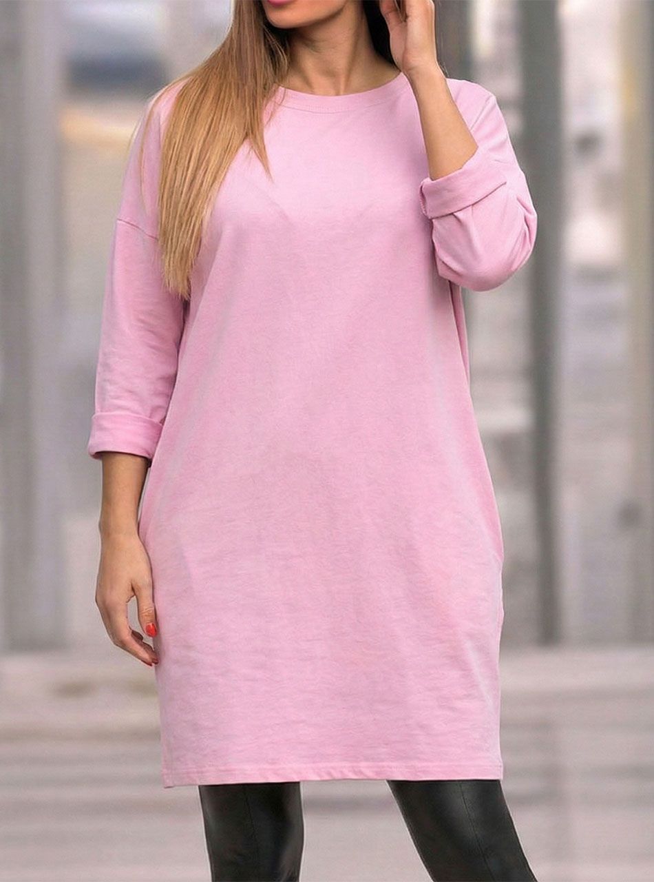 Natalie, egyszínű zsebes tunika (rózsaszín)